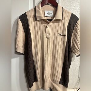 Men's Golf Cream and Brown Shirt